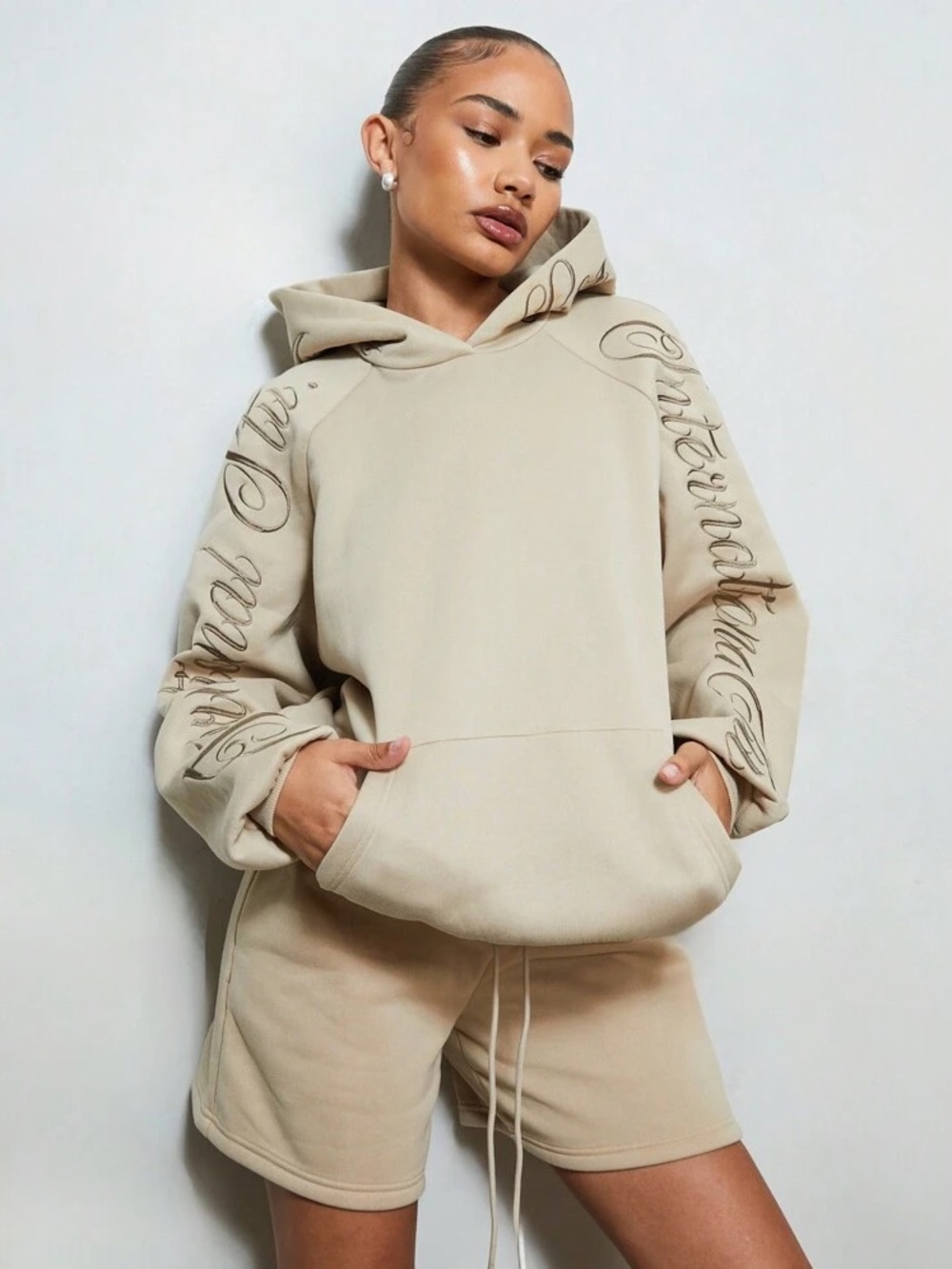 sumwon — international script sleeve hoodie